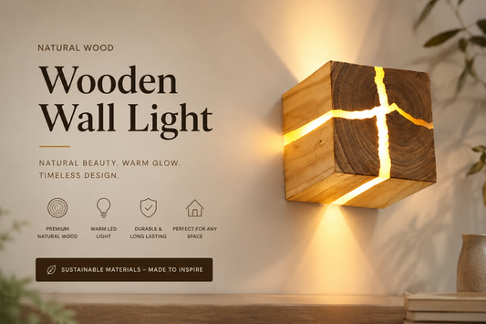 Nordic Solid Wood Square Wall Lamp | Minimalist Bedside Sconce & Corridor Light