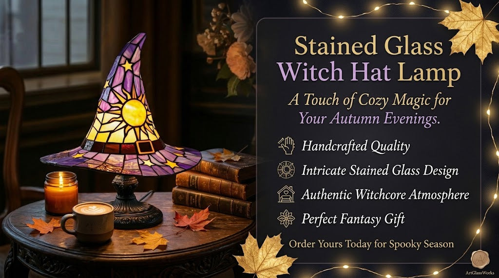 Vintage Resin Witch Hat Lamp - Gothic Halloween Night Light for Spooky Room Decor, Fantasy Desk Lamp & Quirky Aesthetic Gift