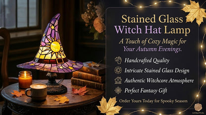 Vintage Resin Witch Hat Lamp - Gothic Halloween Night Light for Spooky Room Decor, Fantasy Desk Lamp & Quirky Aesthetic Gift