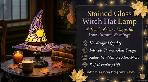 Vintage Resin Witch Hat Lamp - Gothic Halloween Night Light for Spooky Room Decor, Fantasy Desk Lamp & Quirky Aesthetic Gift